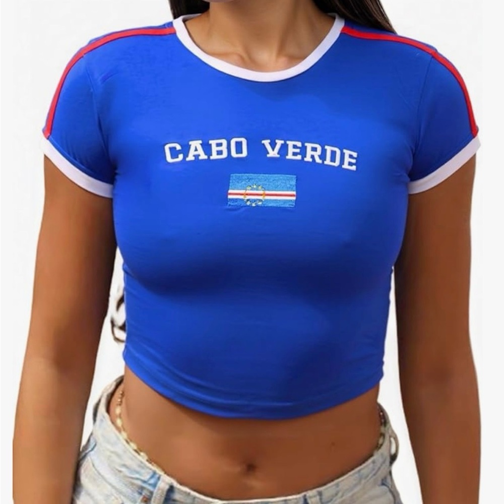 Cabo Verde Crop Top Women’s Tee Baby Tee Shirt Sizes S, M, L Cape Verde